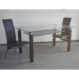 Modern Glass Dining Table with 6 PU Leather Chairs